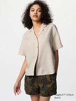 LINEN BLEND OPEN COLLAR SHIRT