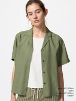 LINEN BLEND OPEN COLLAR SHIRT