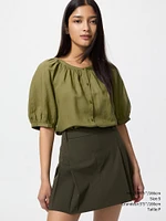 LINEN BLEND VOLUME SLEEVE BLOUSE