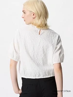 SEERSUCKER VOLUME BLOUSE SHORT SLEEVE