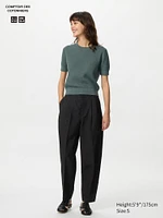 LINEN BLEND BARREL LEG PANTS