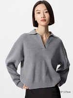 SMOOTH COTTON RELAXED POLO SWEATER
