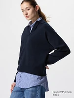 SMOOTH COTTON RELAXED POLO SWEATER