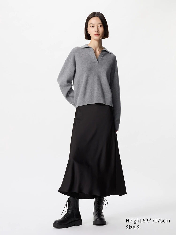 SMOOTH COTTON RELAXED POLO SWEATER