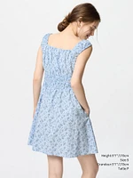 COTTON GATHERED SLEEVELESS MINI DRESS