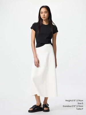 WASHABLE MILANO RIBBED FLARE SKIRT
