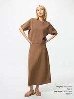 WASHABLE MILANO RIBBED FLARE SKIRT
