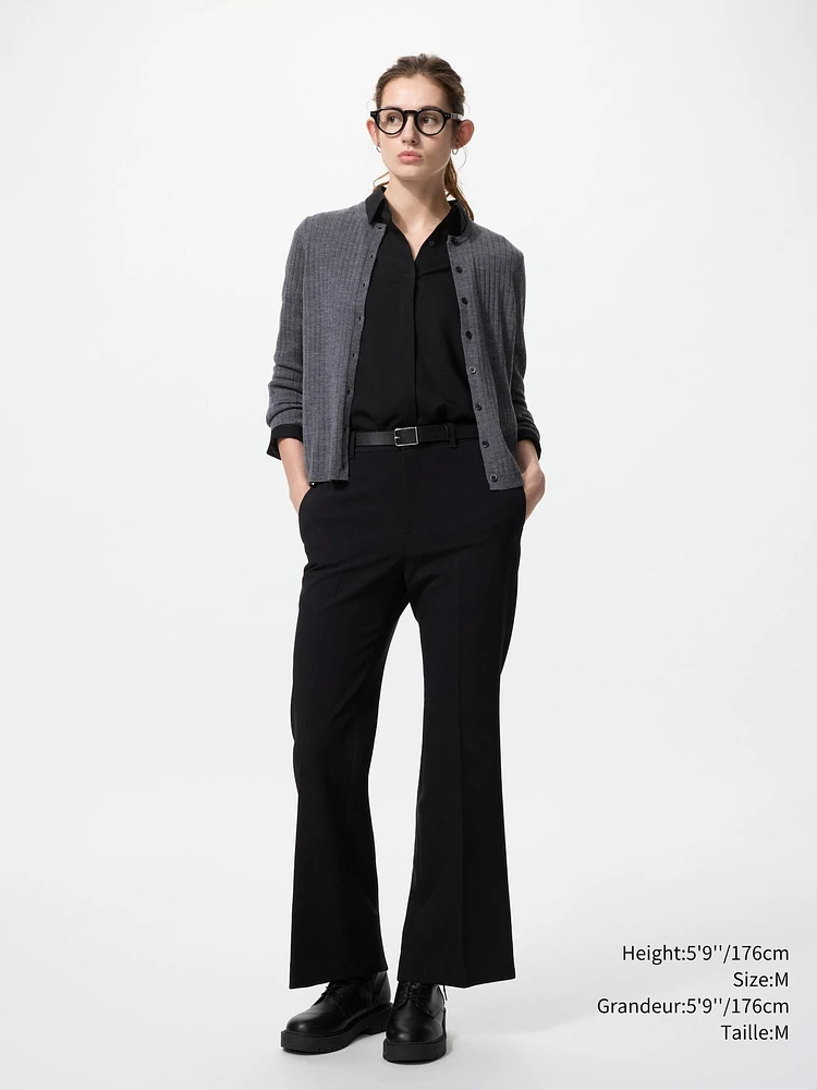 MERINO RIBBED CREW NECK SHORT CARDIGAN