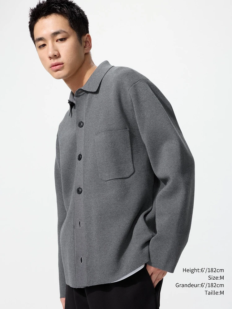 MILANO RIBBED SHIRT COLLAR CARDIGAN