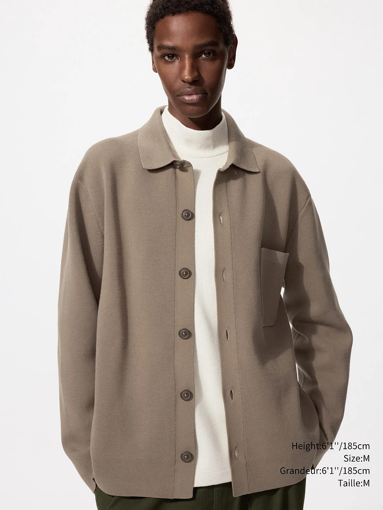 MILANO RIBBED SHIRT COLLAR CARDIGAN