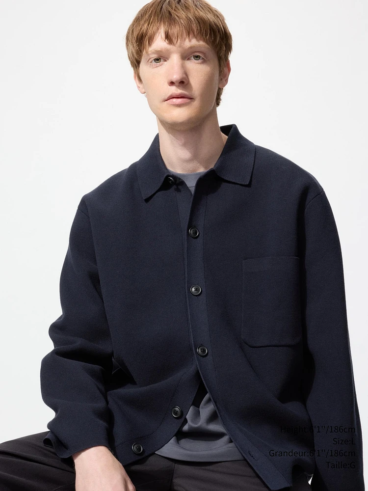 MILANO RIBBED SHIRT COLLAR CARDIGAN