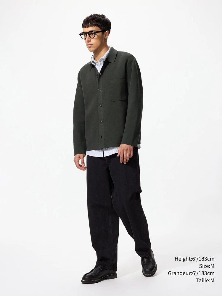 MILANO RIBBED SHIRT COLLAR CARDIGAN