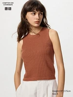 COTTON POPCORN SLEEVELESS SHORT SWEATER