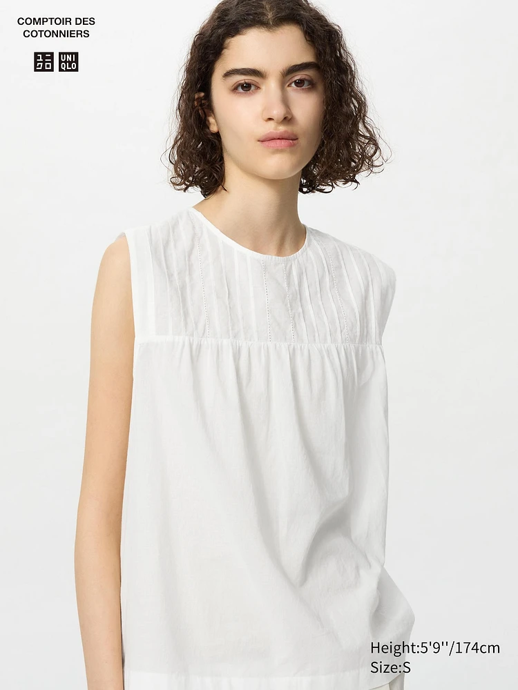 COTTON SHEER BLOUSE SLEEVELESS