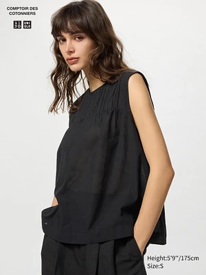 COTTON SHEER BLOUSE SLEEVELESS