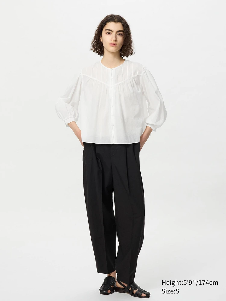 COTTON SHEER BLOUSE 3/4 SLEEVE