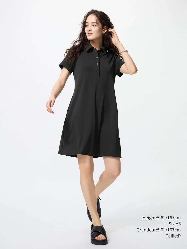 CREPE JERSEY POLO DRESS SHORT SLEEVE