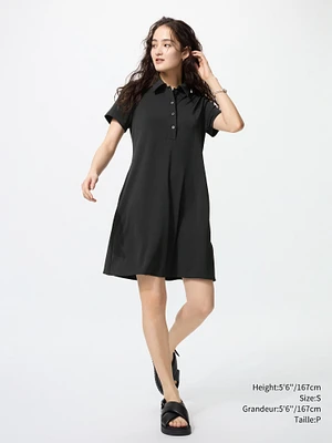 CREPE JERSEY POLO DRESS SHORT SLEEVE