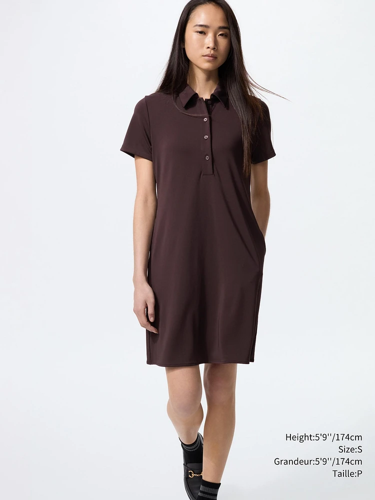CREPE JERSEY POLO DRESS SHORT SLEEVE