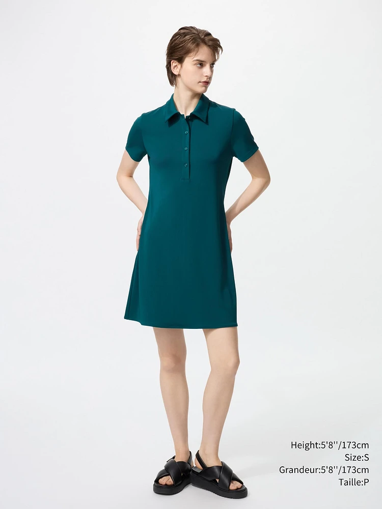 CREPE JERSEY POLO DRESS SHORT SLEEVE