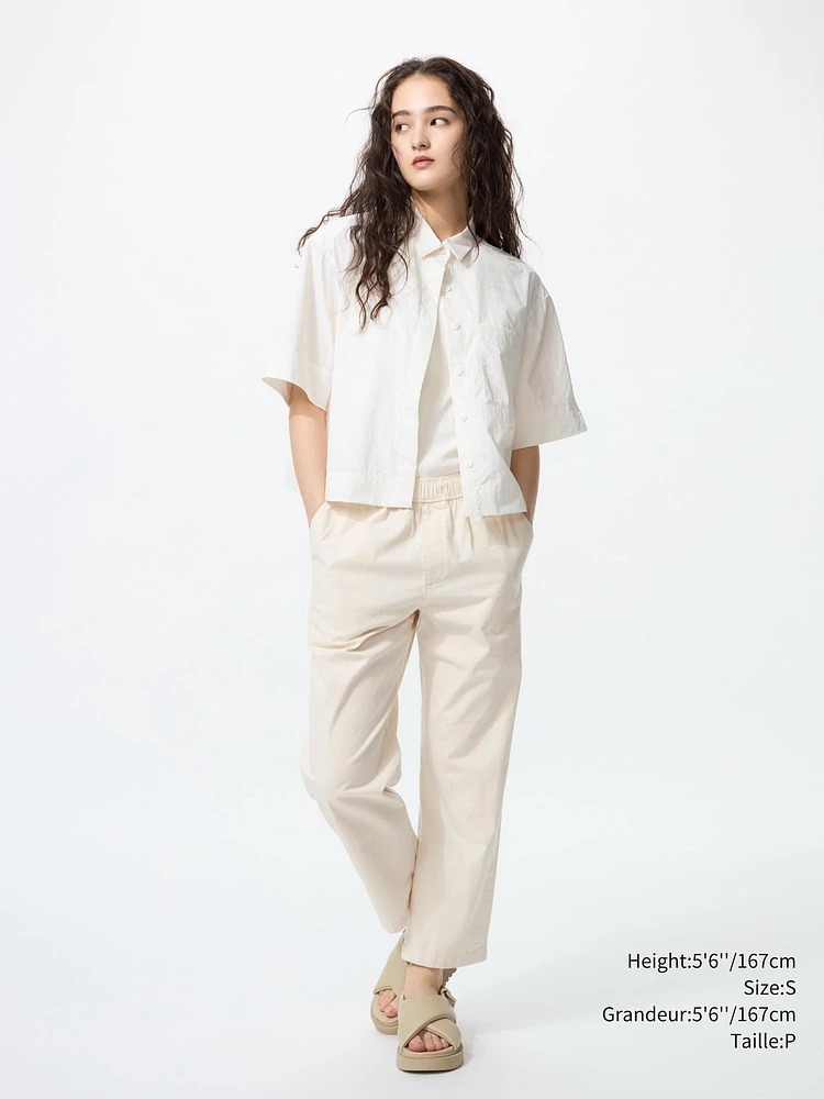 COTTON RELAXED ANKLE PANTS