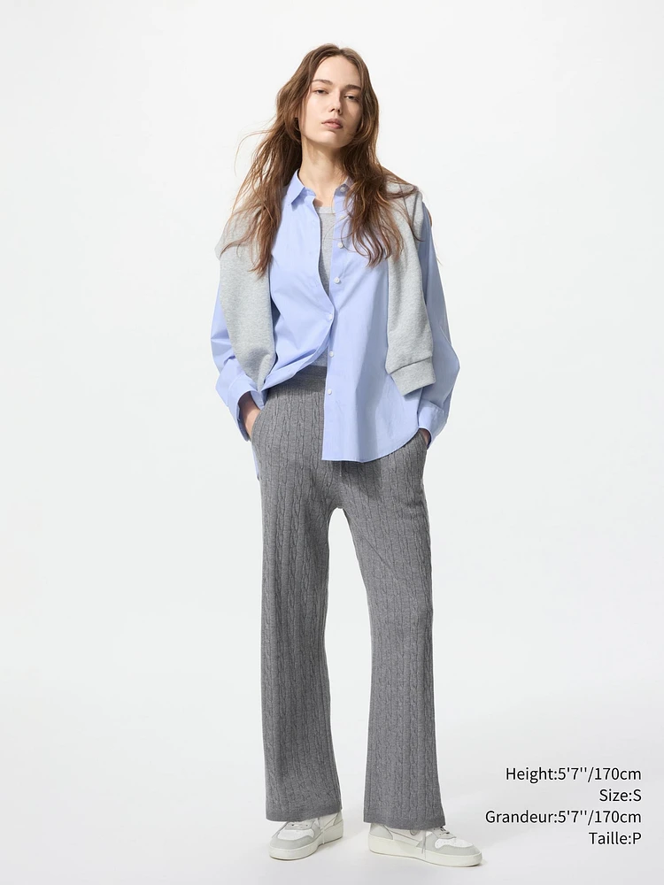 WASHABLE KNIT CABLE PANTS