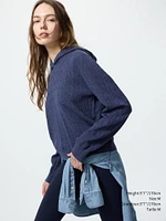 WASHABLE KNIT CABLE HOODIE
