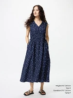 COTTON GATHERED DRESS | SLEEVELESS