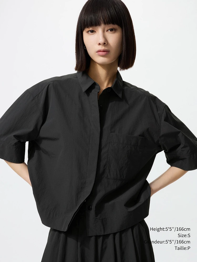 NYLON BOXY SHORT SHIRT HALF SLEEVE