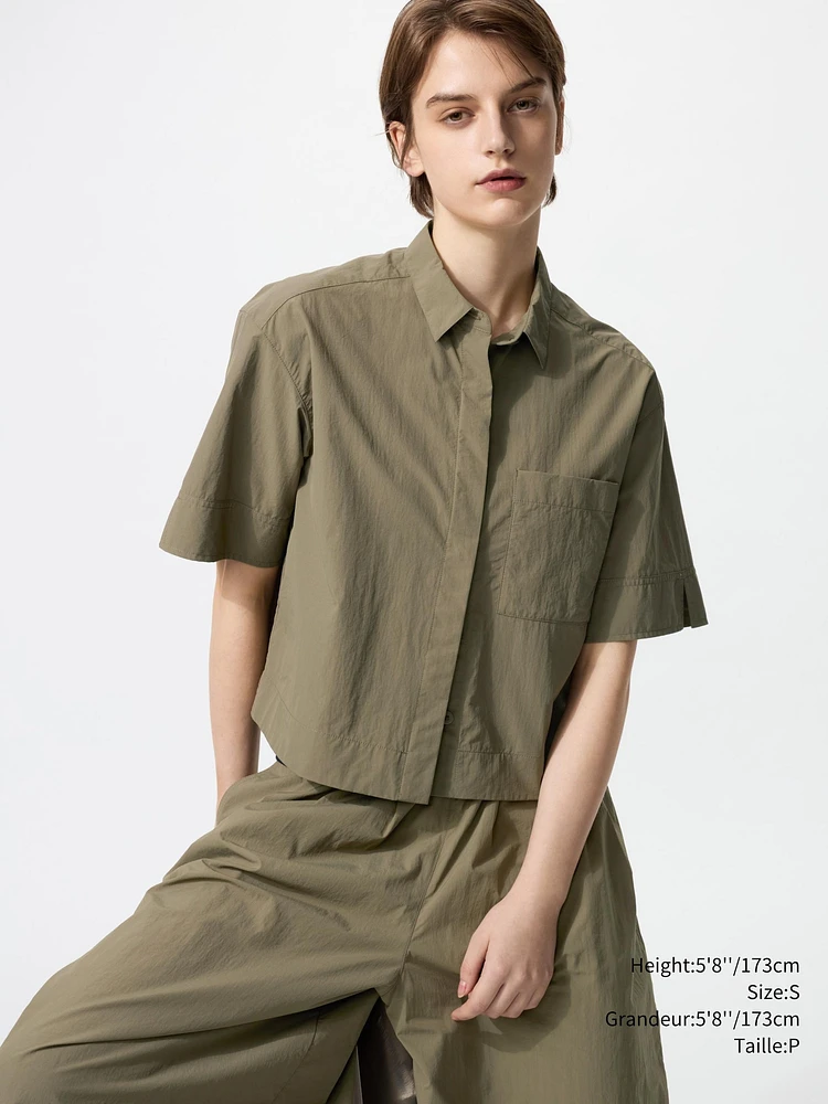 NYLON BOXY SHORT SHIRT HALF SLEEVE