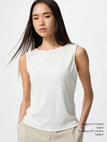 CREPE JERSEY BOAT NECK SLEEVELESS T-SHIRT