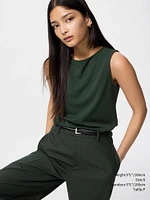 CREPE JERSEY BOAT NECK SLEEVELESS T-SHIRT