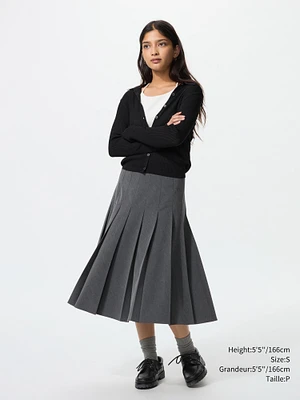 WIDE PLEATED MIDI SKIRT