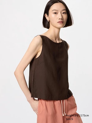 LINEN BLEND SLEEVELESS BLOUSE