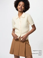 RIBBED POLO CARDIGAN