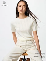 3D KNIT MERINO RIBBED CREW NECK SWEATER