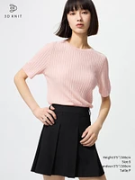3D KNIT MERINO RIBBED CREW NECK SWEATER