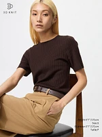 3D KNIT MERINO RIBBED CREW NECK SWEATER