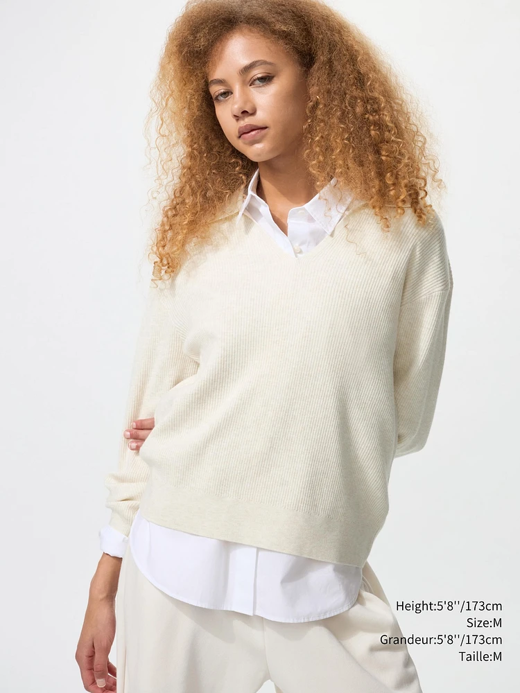 WASHABLE KNIT RIBBED POLO SWEATER