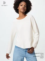 3D KNIT COTTON CREW NECK SWEATER