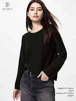 3D KNIT COTTON CREW NECK SWEATER