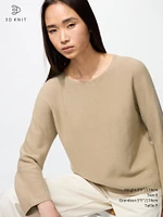 3D KNIT COTTON CREW NECK SWEATER