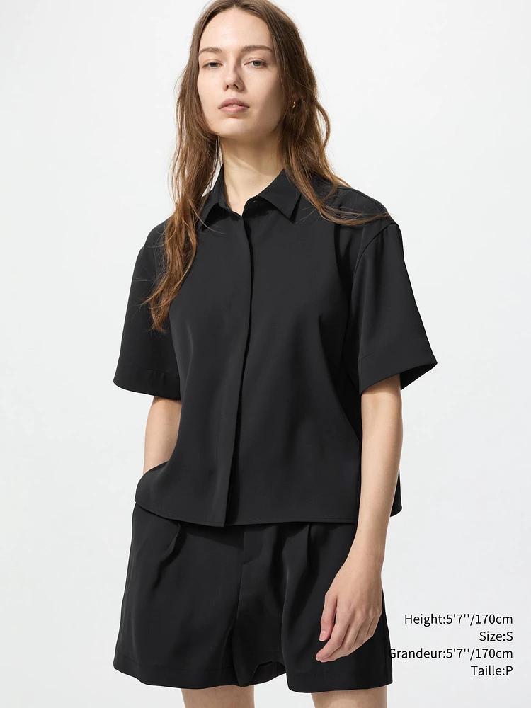 DRAPE BLOUSE SHORT SLEEVE
