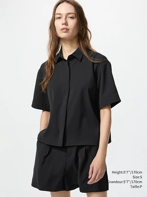 DRAPE BLOUSE SHORT SLEEVE