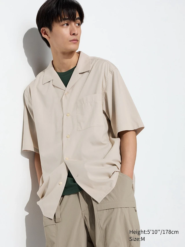 UNIQLO Modal Cotton Blend Short Sleeve Shirt (Open Collar) | King's Cross UNIQLO Modal Cotton Blend Short Sleeve Shirt (Open Collar) | King's Cross
