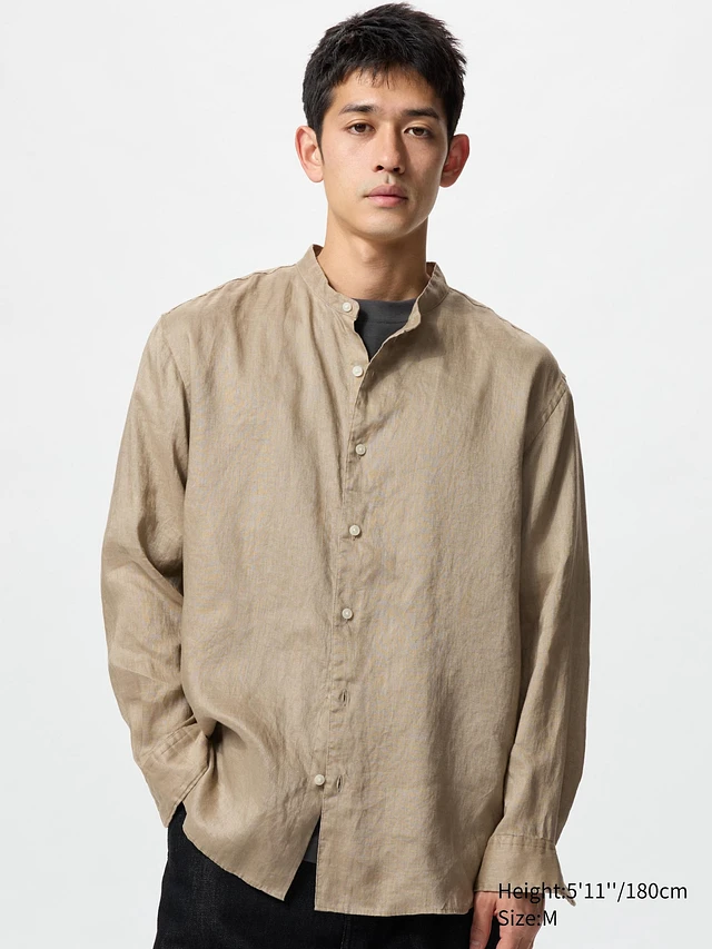 UNIQLO 100% Premium Linen Shirt (Stand Collar) | King's Cross UNIQLO 100% Premium Linen Shirt (Stand Collar) | King's Cross