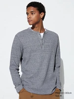 Waffle T-Shirt | Henley Neck Long Sleeve