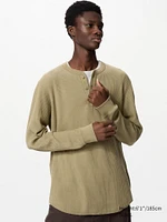 Waffle T-Shirt | Henley Neck Long Sleeve