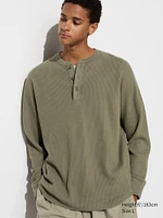 Waffle T-Shirt | Henley Neck Long Sleeve