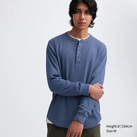 Waffle Henley Neck T-Shirt | Long-Sleeve